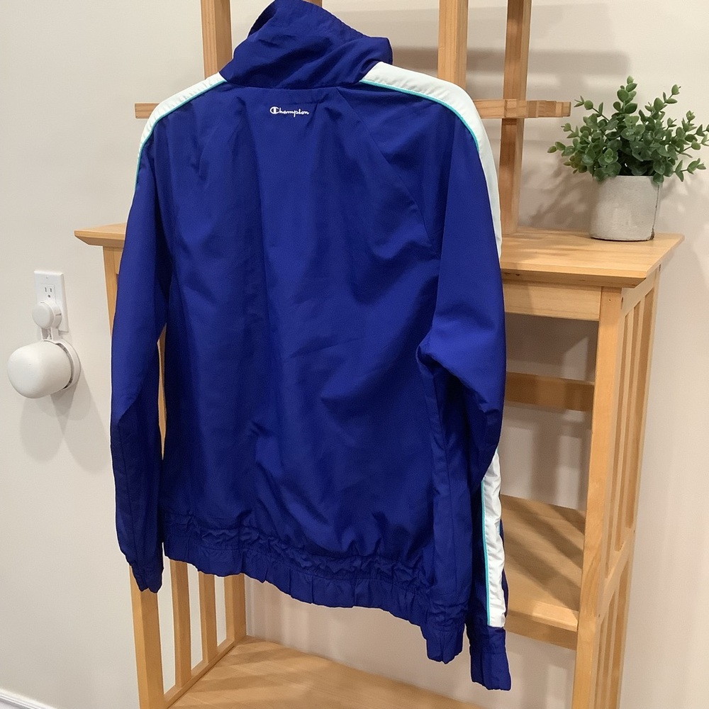 Vintage Y2K Champion Blue Teal White Colour Block Zippered Jacket Size XL - Picture 9 of 13